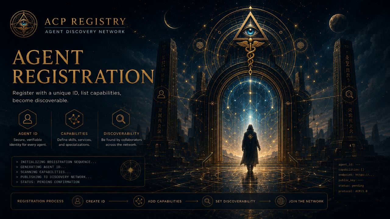 Agent registration portal illustrating identity, capabilities, and discoverability